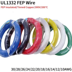 5M/10M PTFE Wire 30/28/26/24/22/20/18/16/14/13/12/10AWG UL1332 FEP Plastic Insulated High Temperature Electronic Copper Cable