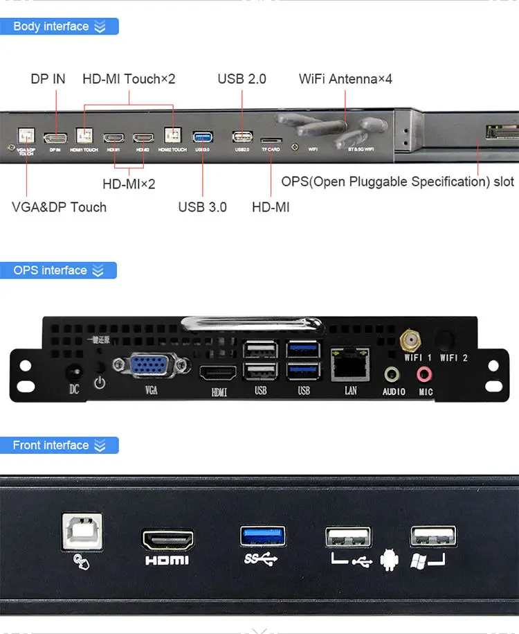 Pantalla Plana LCD Interactiva LED OEM HUILAN, Pantalla Táctil Múltiple, Pizarra Digital 4K, Pizarra Inteligente para Educación de 55-110 Pulgadas