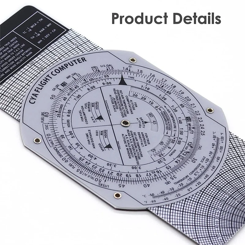 E6B voo computador aviação plotter, circular slide rule, usado em aviação voo formação, piloto Estágios