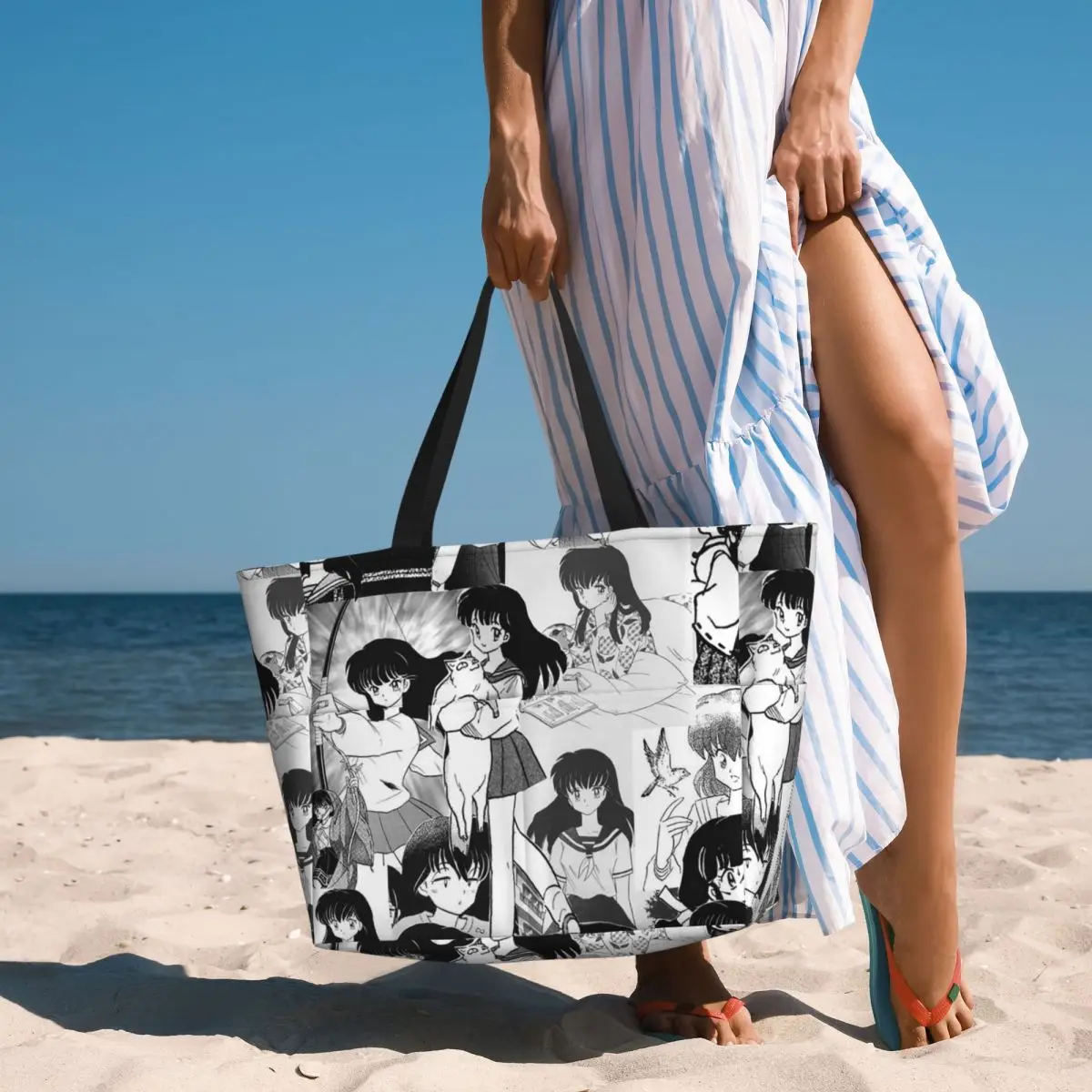 Inuyasha Higurashi Kagome Anime Beach Tote Bag Sport Gym Yoga Duffle Large Tote Bag Women Travel Bag Fitness bag view 6