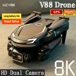 MZYMI V88 Professional Mini Drone 8K HD Dual Camera Quadcopter Aerial Photography 5G GPS WIFI Obstacle Avoidance UAV Foldable