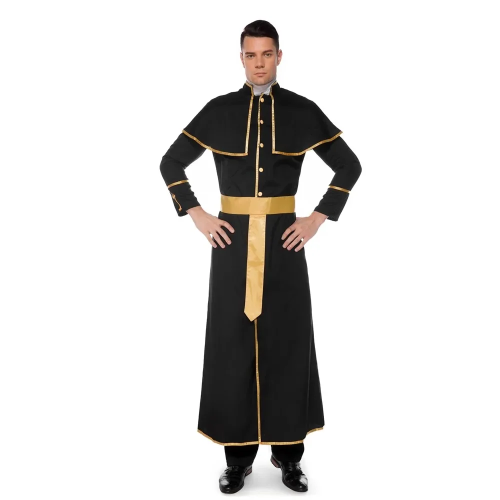 Volwassen Man Klassieke Priester Pastor Cosplay Kostuum Halloween Party Non Jezus Christus Maria Priester Drama Predikant Fancy Dress