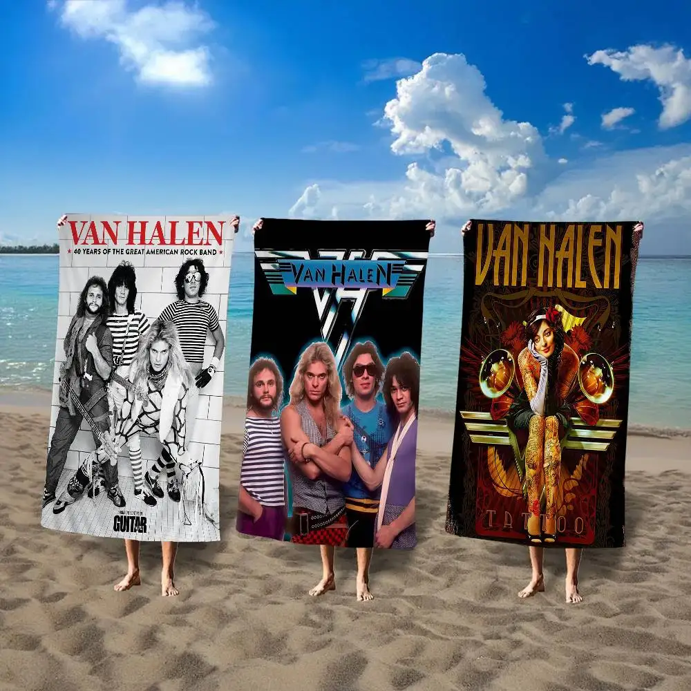 Vintage Band Eddie Van Halen Bath Towel Microfiber Soft Water Absorbing Breathable For Girl Kids Decorative Cartoon Beach Towel