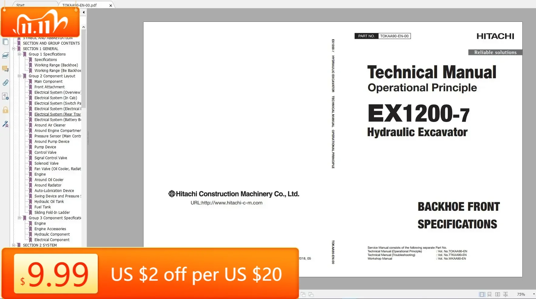 TruckEPC Hitachi Mining Crawler Excavator 10.9GB PDF Updated 2021 Workshop Manual Circuit Diagram Parts Catalog DVD