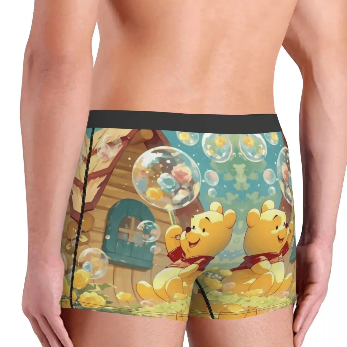 Calzoncillos Boxer de Winnie Pooh adorables personalizados para hombre, ropa interior con estampado 3D de oso amarillo, bragas, calzoncillos transpirables