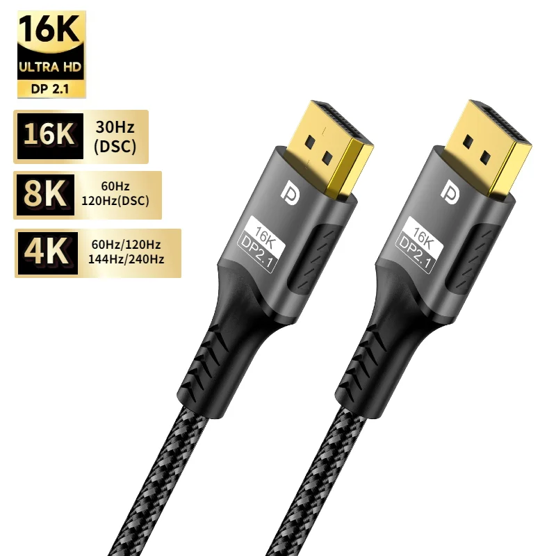 16K DP 2.1 8K @ 120Hz 4K @ 240Hz 80Gbps Video Audio Displayport Kabel Display Port Adapter voor PS5 RTX 3080 Laptop PC TV