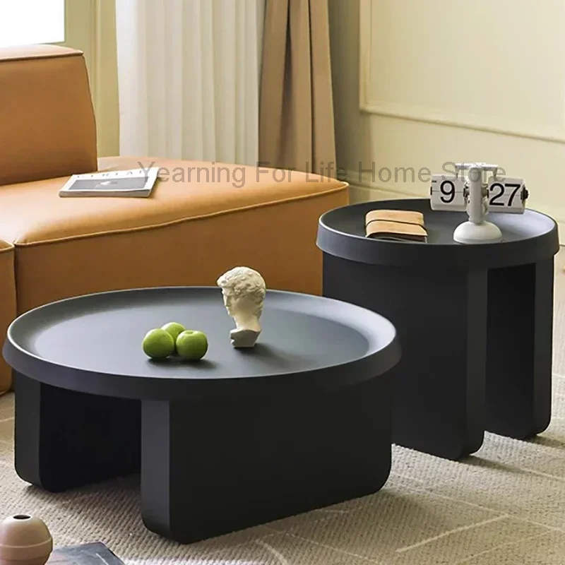 Vintage Round Coffee Table Kitchen Black Modern Unique Hotel Bedroom Side Table Luxury Storage Mesa Auxiliar Home Furnitures