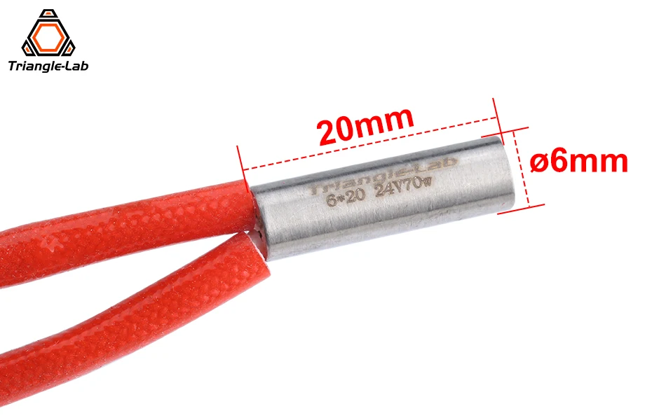 Trianglelab 24V 70W Heizpatrone Rot 6x20mm Mit 100CM Kabel 3D-Drucker für V6 HOTEND Volcano MK8 MK9 CR-10 Ender 3 – Detail 19