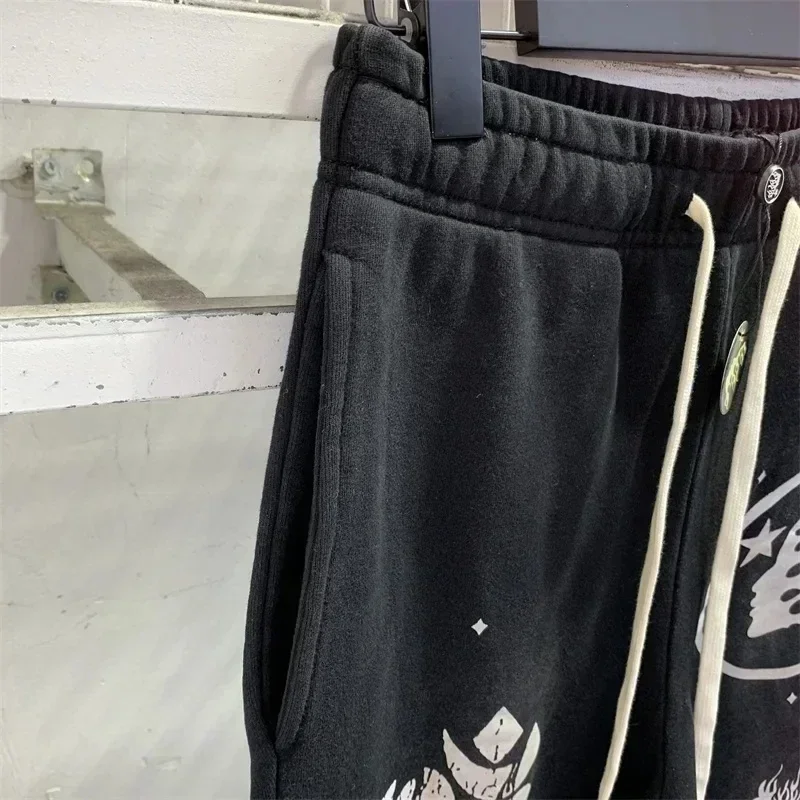 Pantaloni della tuta svasati Patchwork pantaloni da jogging da donna in puro cotone nero pantaloni oversize da uomo