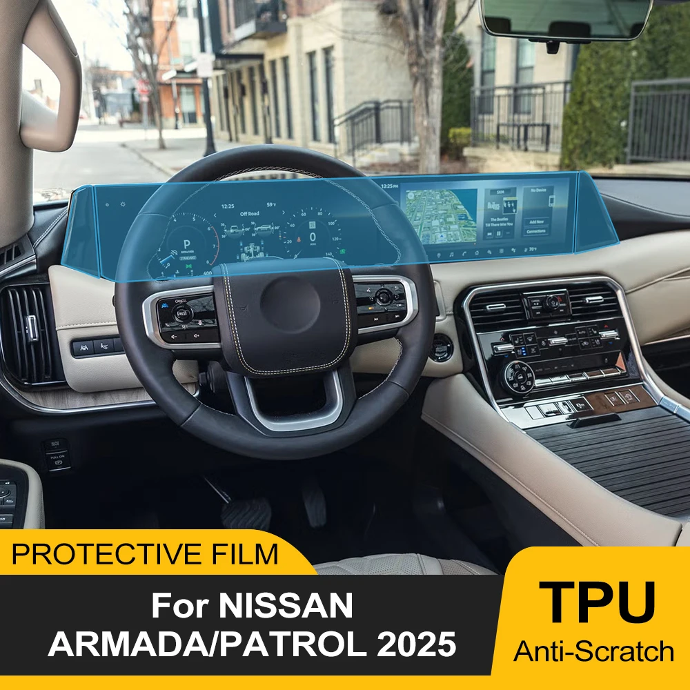 

Pre-cut TPU Dashboard Screen Protector Film for NISSAN ARMADA PATROL 2025 Anti-Scratch Transparent GPS Navigation PPF Sticker