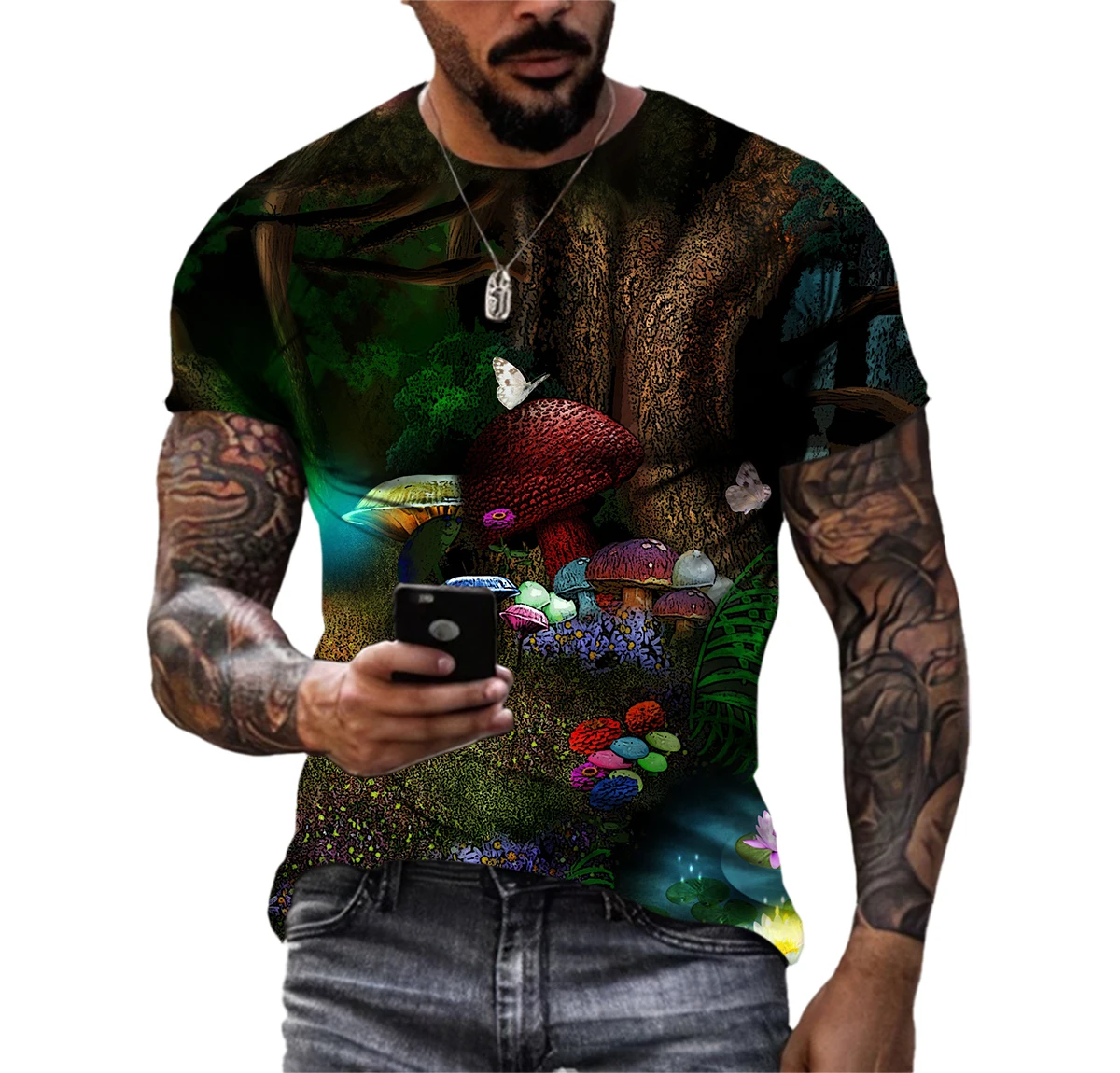 Fairy Tale World Myth Magic Forest Men T-Shirts 3D Print HD Pattern Hip Hop Harajuku Personality Round Neck Tee Short Sleeve Top