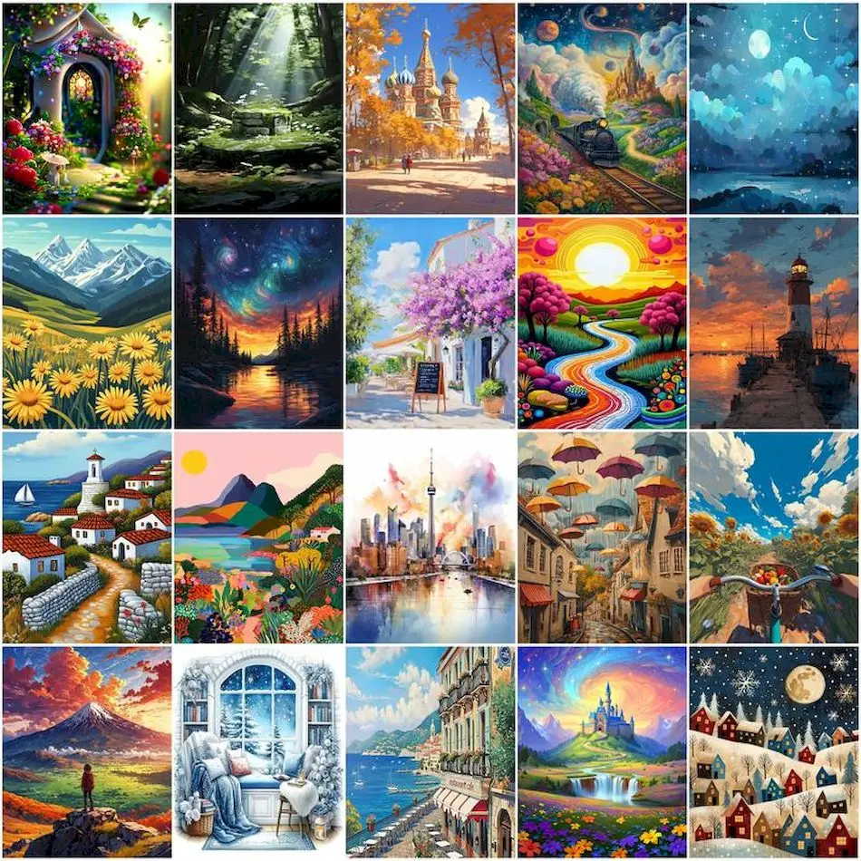 GATYZTORY Painting By Numbers On Canvas With Stretcher For Beginner Number Painting Canvas Painting Landscape Home Decoration