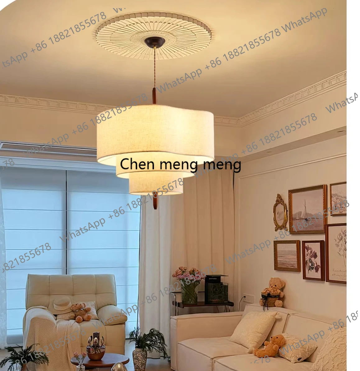 

Французская средневековая люстра из ткани в стиле ретро для гостиной, спальни, столовой, дизайнерская лампа в японском стиле ваби-саби