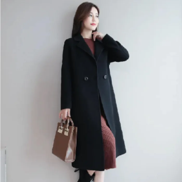 

Autumn And Winter Women New Large Windbreaker Medium Length Loose And Slimming Woolen long Coat High Street Office Lady Fashion