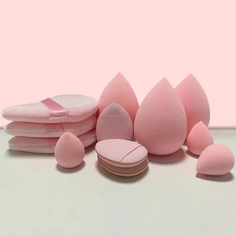 12Pcs/Bag All-Purpose Makeup Sponge Set Made of 3 Loose Powder Puffs 3 Mini Air Cushion Puffs 3 Beauty Eggs and Mini Beauty Tool