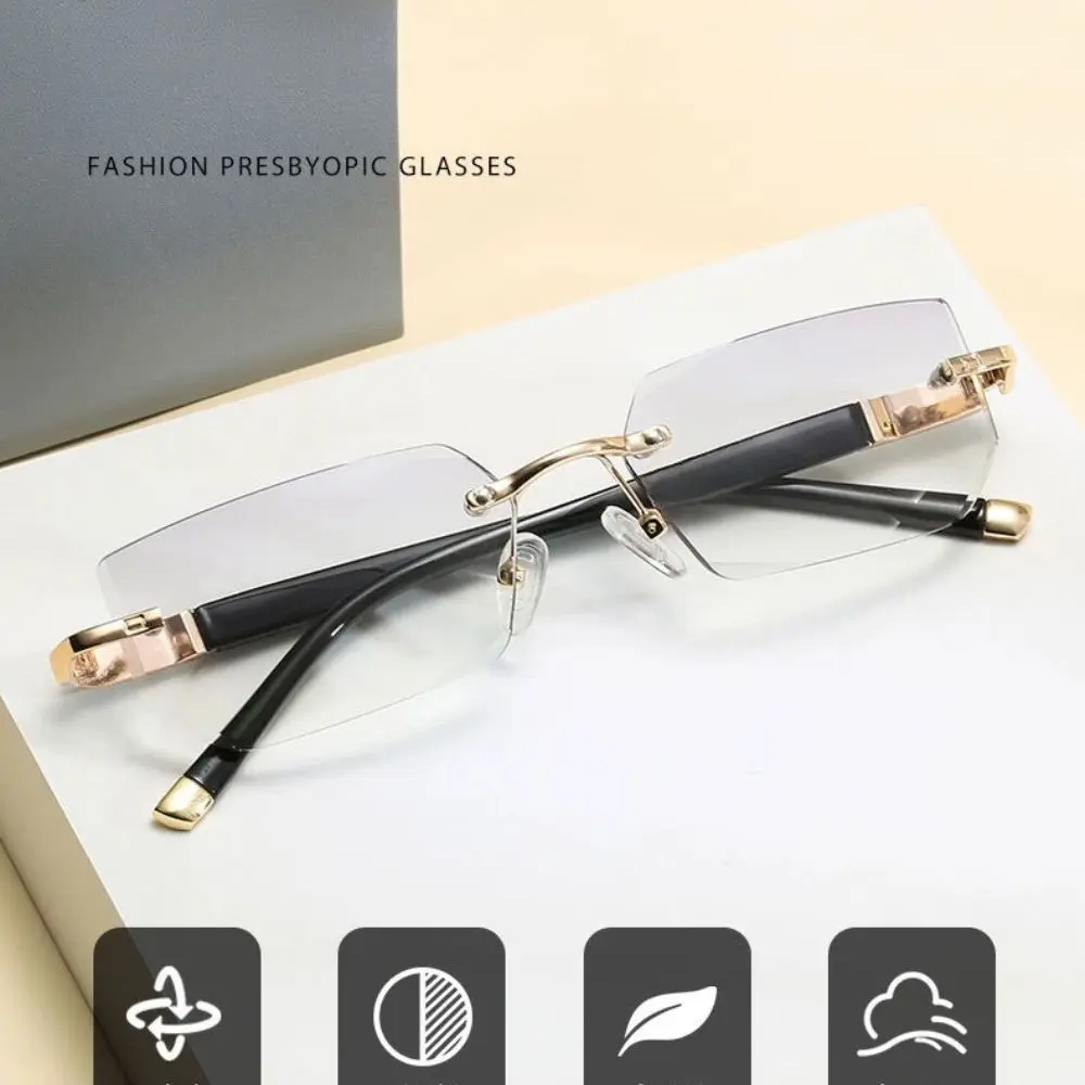 

Hot Progressive Multifocal Photochromic Reading Glasses Anti-blue Frameless Glasses Unisex Color-changing Presbyopia Glasses