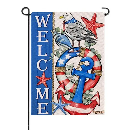 4th of July Patriotic Garden Flag – USA Anchor & Seagull Decor, 12