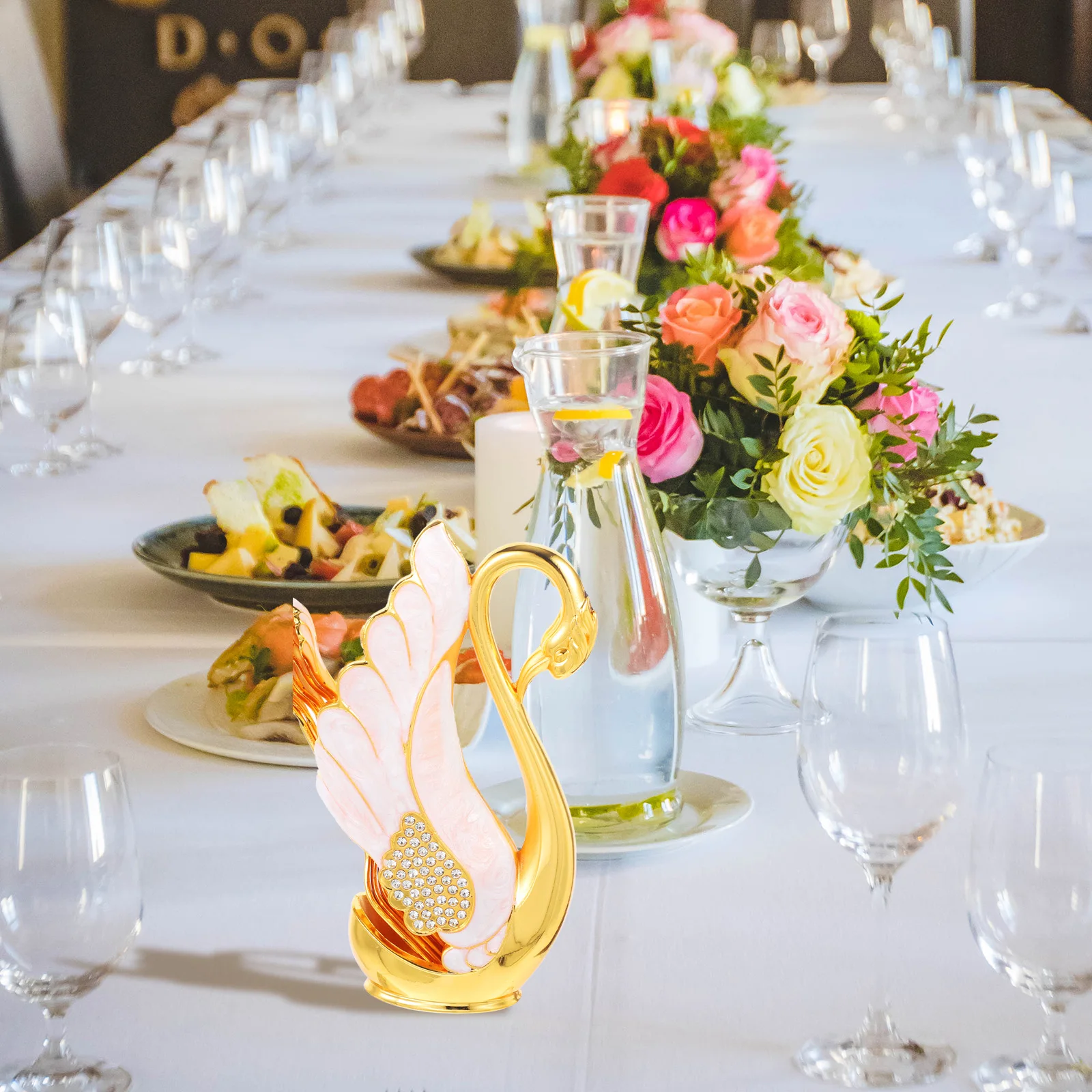 

1 Set Swan Shape Metal Holder Storage Rack For Dessert Coffee Fruit Eating Mini Fork Kitchen Home Supplies Decorative