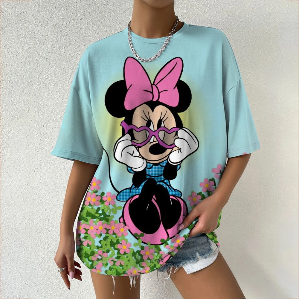 Summer Oversized T-Shirt Women‘S Short Sleeve T Shirts Woman Loose Clothing Disney Mickey Mouse Print Female Tops O-Neck image 3