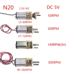 Micro 12mm N20 Gear Motor DC 3V-6V 15RPM-300RPM Slow speed Mini Full Metal Gearbox Gear Electric Motor DIY Hobby Toy door lock