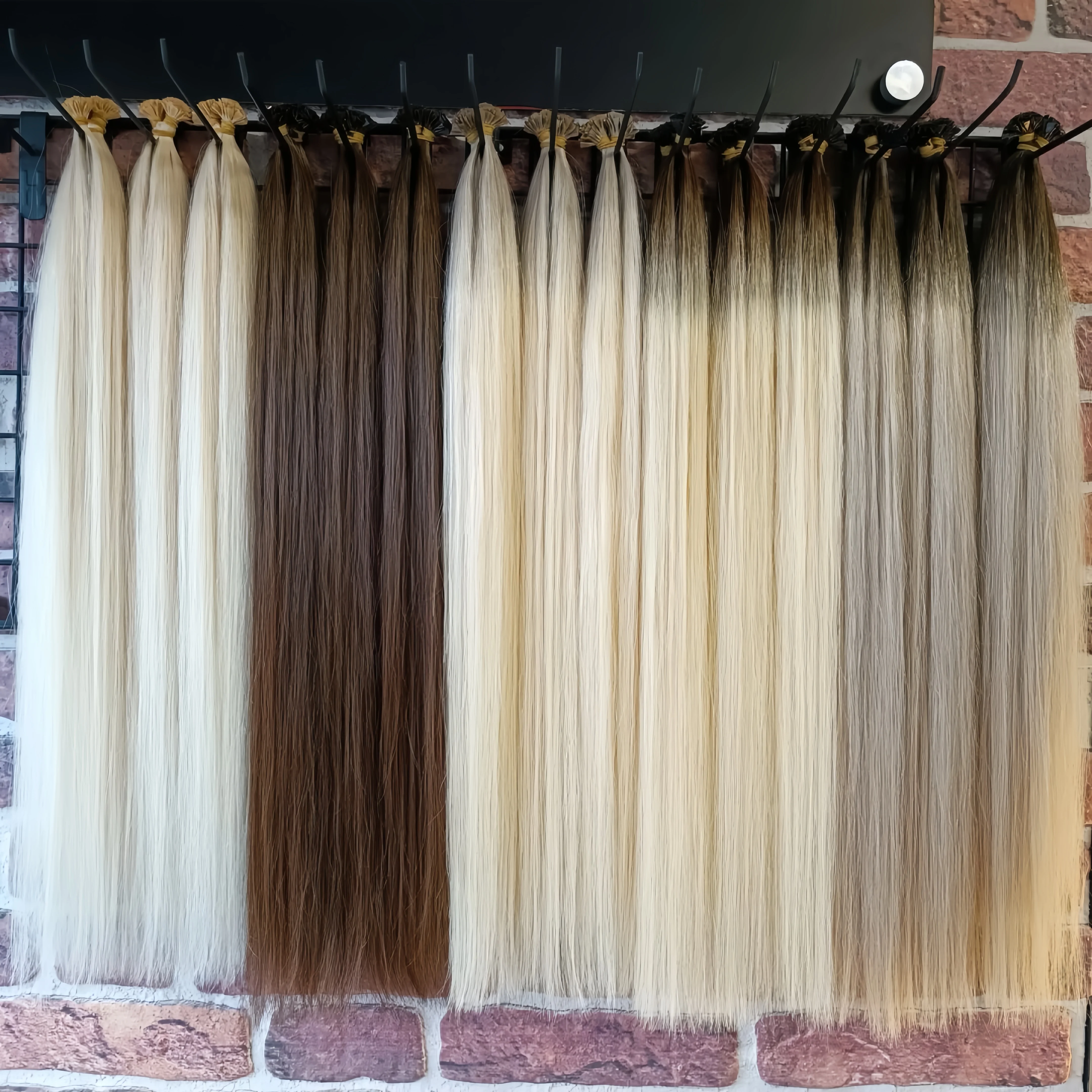 18-30 بوصة شعر بسيط وصلة إطالة شعر طبيعي بواسطة الانصهار طرف مسطح الكيراتين كبسولة شعر طبيعي تمديد أومبير أشقر اللون