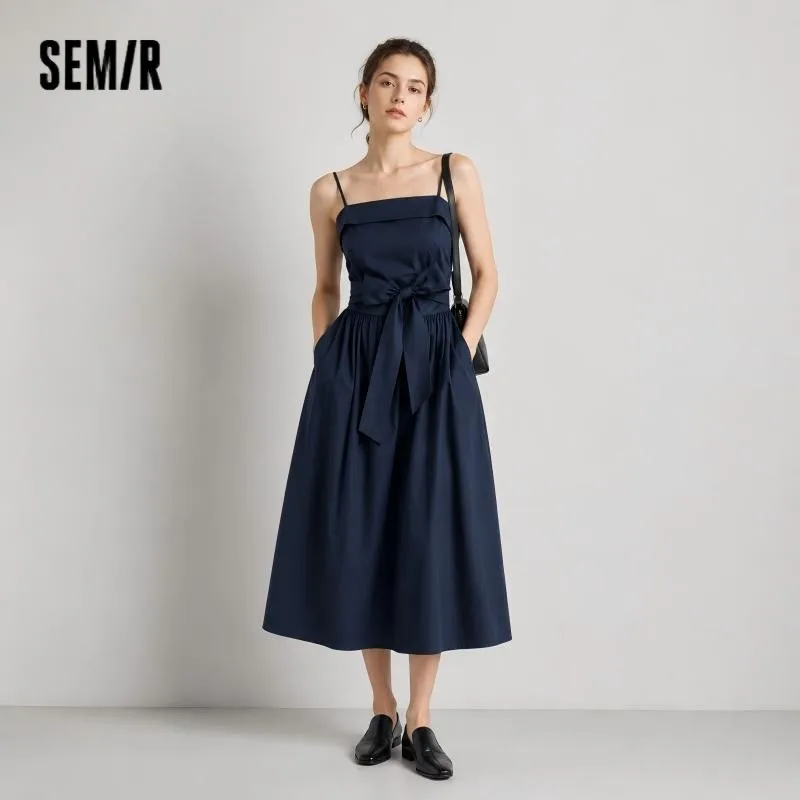 Semir Women Dress Bowknot Solid Tube Sling French Style Dress 2026 Summer Elegant
