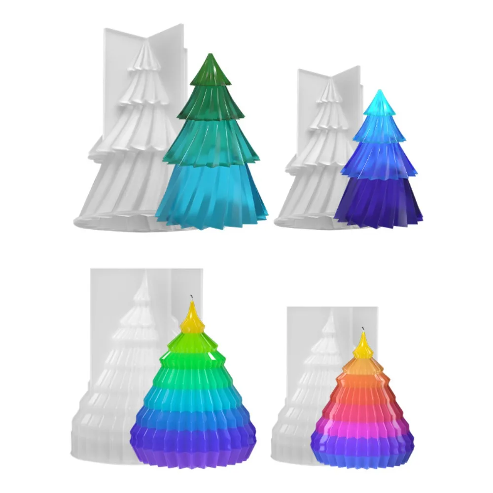 

Creative Diagonal Striped Christmas Tree Candle Mold Soft Silicone Soap Mould Conical Shaped Chocolate