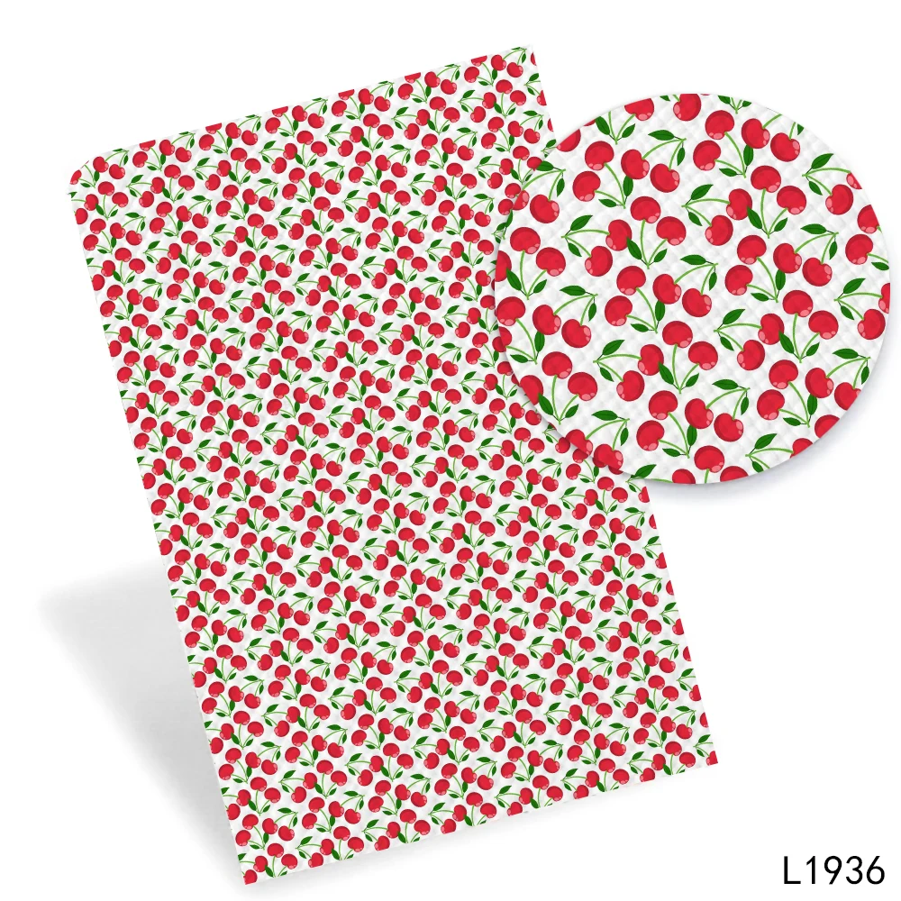 Fruit Cherry Printed Faux Leather 30X136cm for Hairbows DIY Craft Materials Handmade