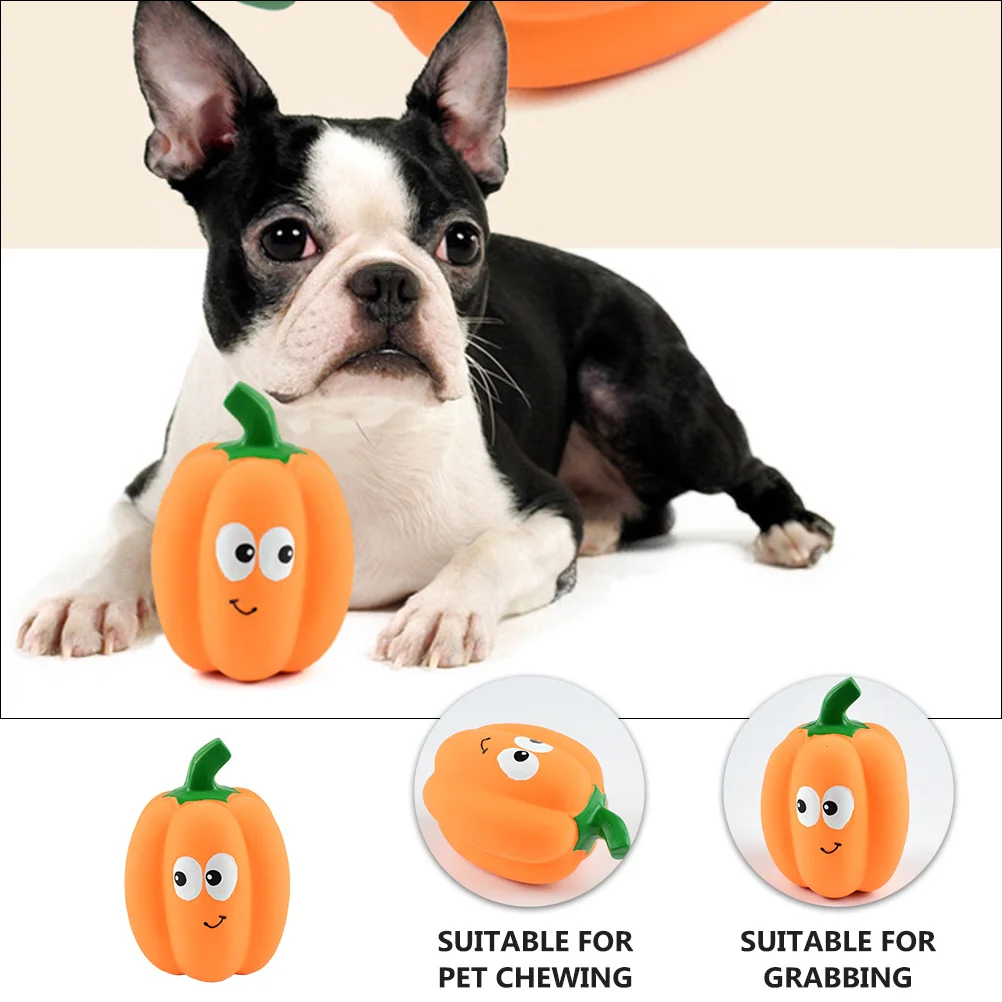 Juguete con forma de calabaza para mascotas, juguete con sonido chirriante, juguete de entrenamiento para mascotas, juguete de látex para mascotas, juguete con sonido de calabaza, 1 ud.