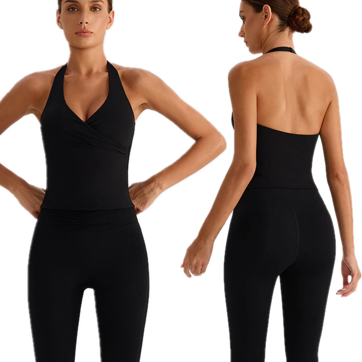 

Maxdutti Sexy Cross Halter Tank Tops Yoga Suit Vest Backless Nude Feeling Wearing Fitness T-shirt Woman Clothes Female Clothing