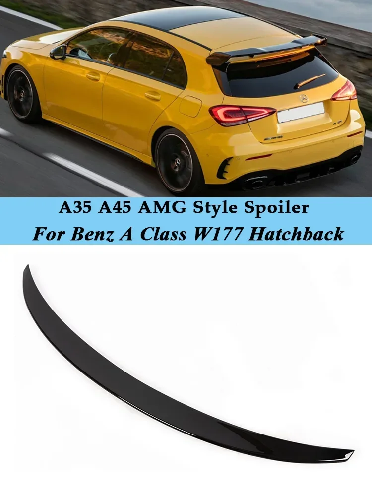 Rear Trunk Spoiler Wing Kit For Mercedes Benz A Class W177 Hatchback A35 A45 AMG A180 A200 A250 2019-2023 Gloss Black