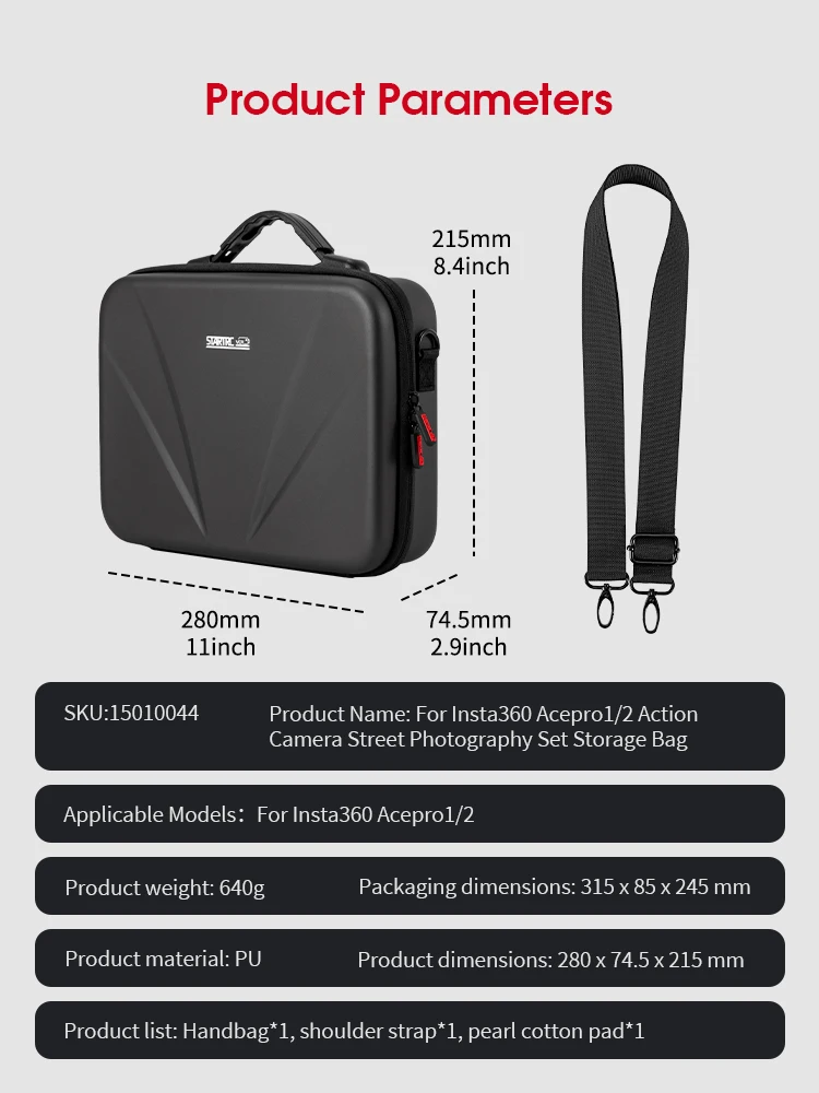 Tragetasche für Insta360 ACE Pro/Ace Pro 2 Xplorer Grip Kit Zubehör Aufbewahrungs-Reisetasche für Insta 360 114cm Selfie-Stick – Detail 14