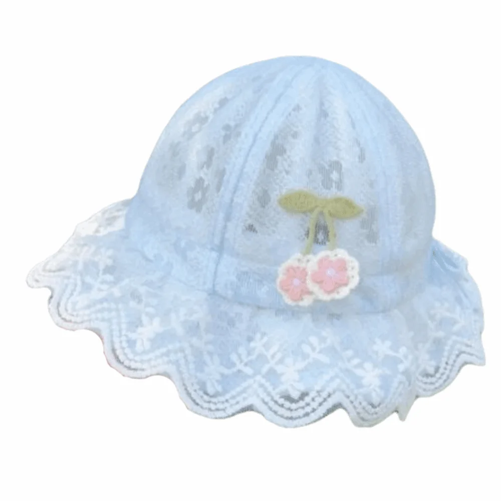 

Lightweight Baby Bucket Hat Thin Hollow Cute Cherry Fisherman Hat Adjustable Sun Protection Baby Princess Cap Outdoor Sunshade