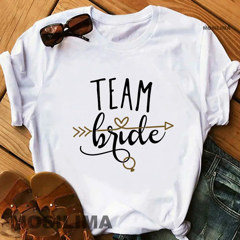 T-shirt Female Tees Bridesmaid Tops Wedding Team Bride Groom Tshirt Women Men Short Sleeve T Shirts Bachelorette Party Graphic