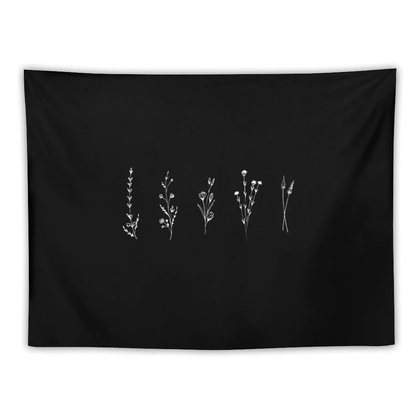 

5 Mini Black wildflowers Tapestry Decoration Aesthetic Korean Room Decor Home Decorators Tapete For The Wall Tapestry
