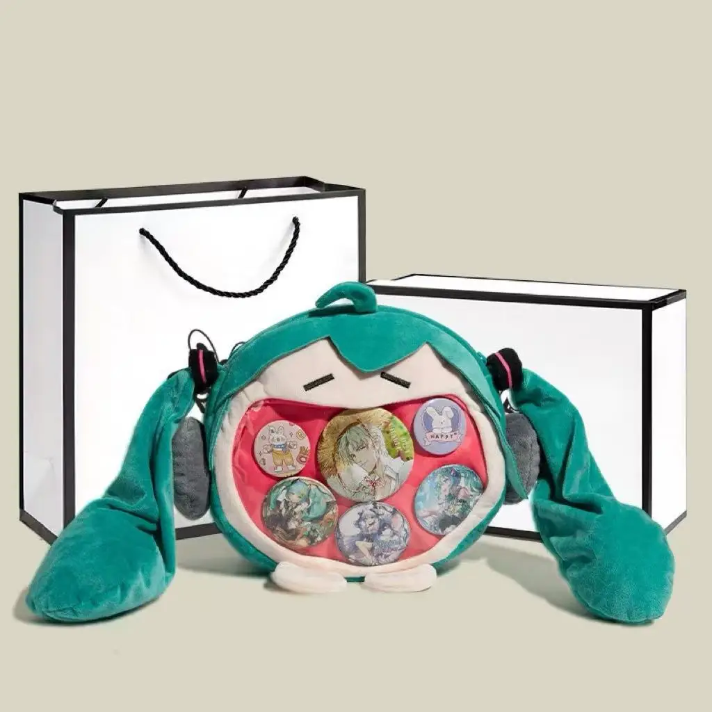 

Anime Hatsune Miku Bag Q Version Kawaii Figure Plush Bag Model Doll Plush Stuffed Toy Shoulder Bag Transparent Backpack Gifts