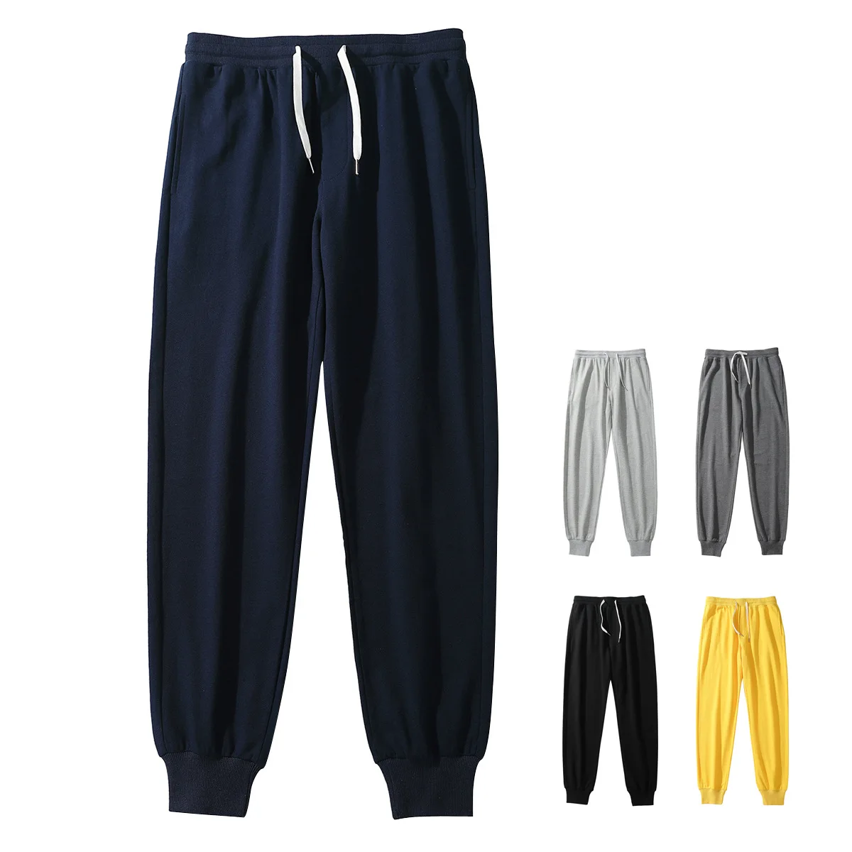 

Men's Big and Tall 100% Cotton Joggers Tapered Sweatpants with Drawstring Waist, Loose Fit Casual Sport Pants for Men Plus Size