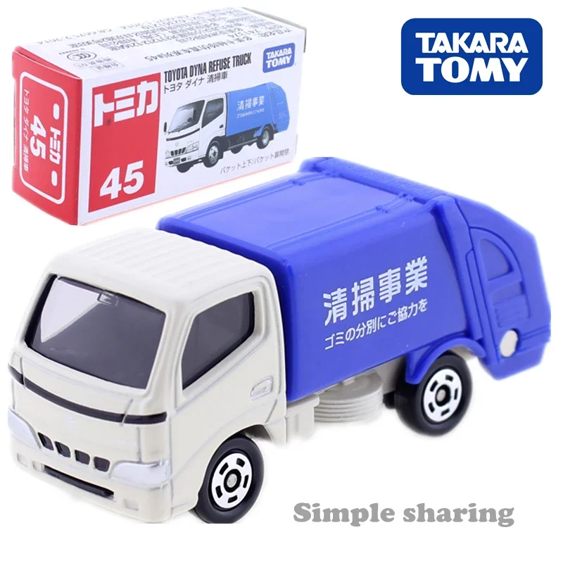 Takara Tomy Tomica No.45 Toyota Dyna Refuse Truck Model Kit Scale 1/63 Cleaning Car Diecast Hot Baby Toys Funny Magic Bauble