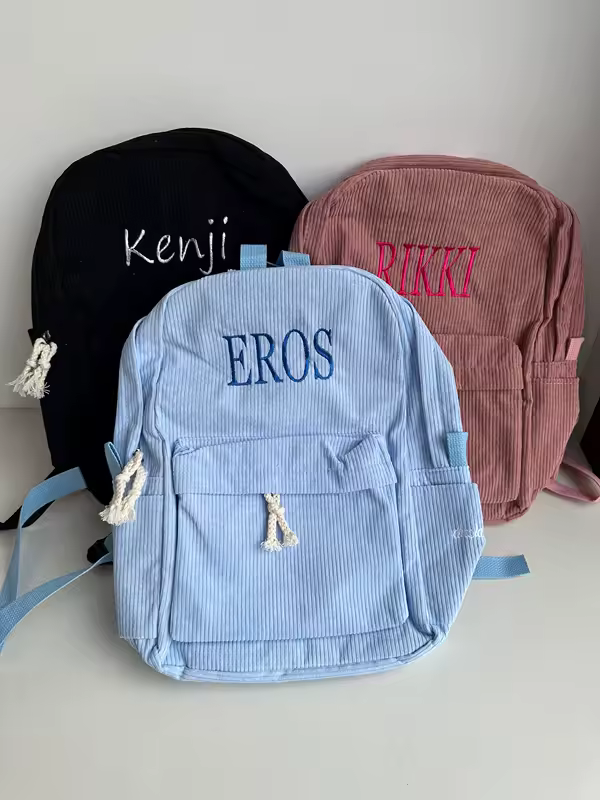 Personalized Kids Backpack, Embroidered Corduroy Backpack,Back to School, Kid name backpack,school bag college,toddler,with name - Image 2