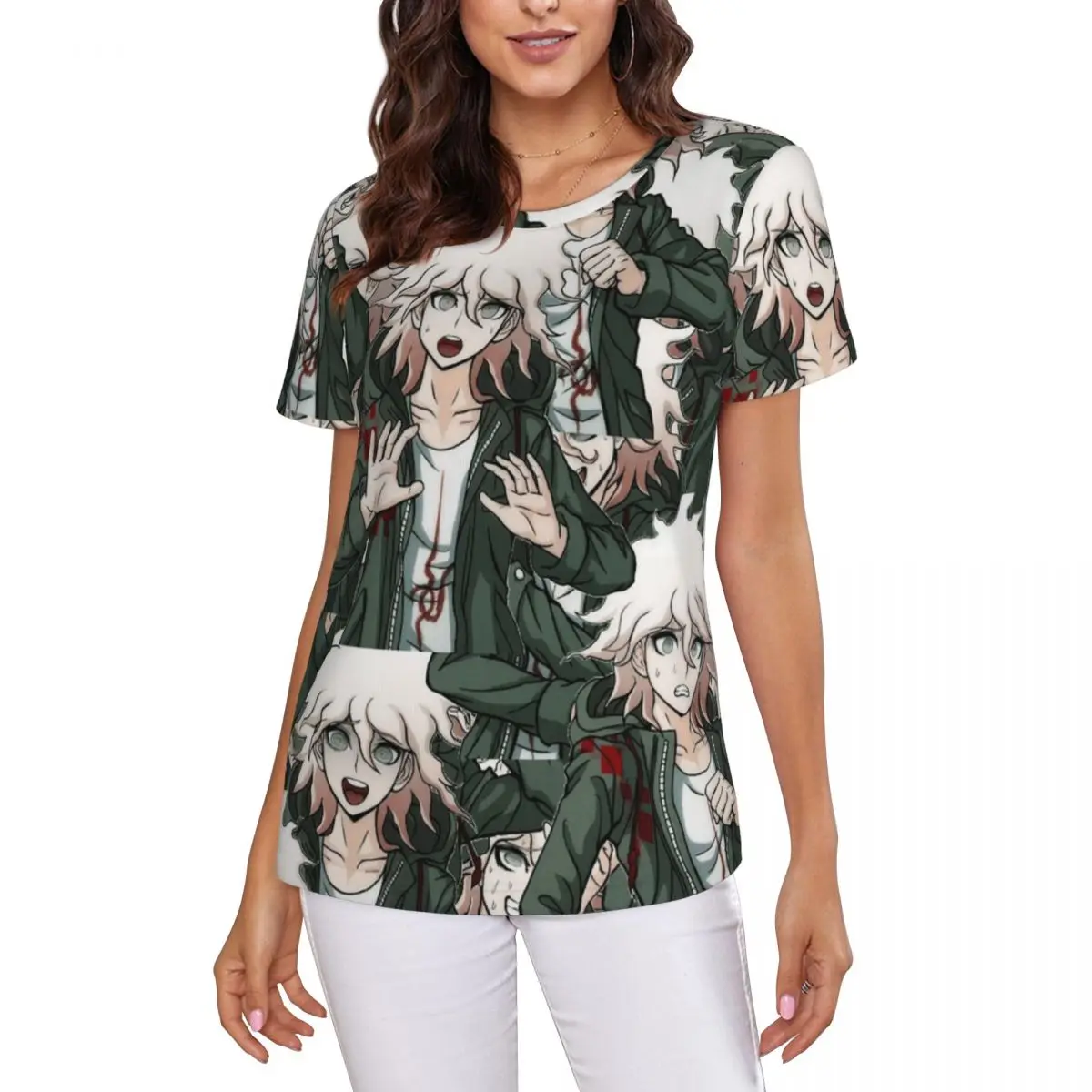 

Nagito Komaeda Danganronpa Trigger Happy Havoc Game T-Shirt Women Short Sleeve T Shirts Round Neck Clothes Cotton Summer Tees