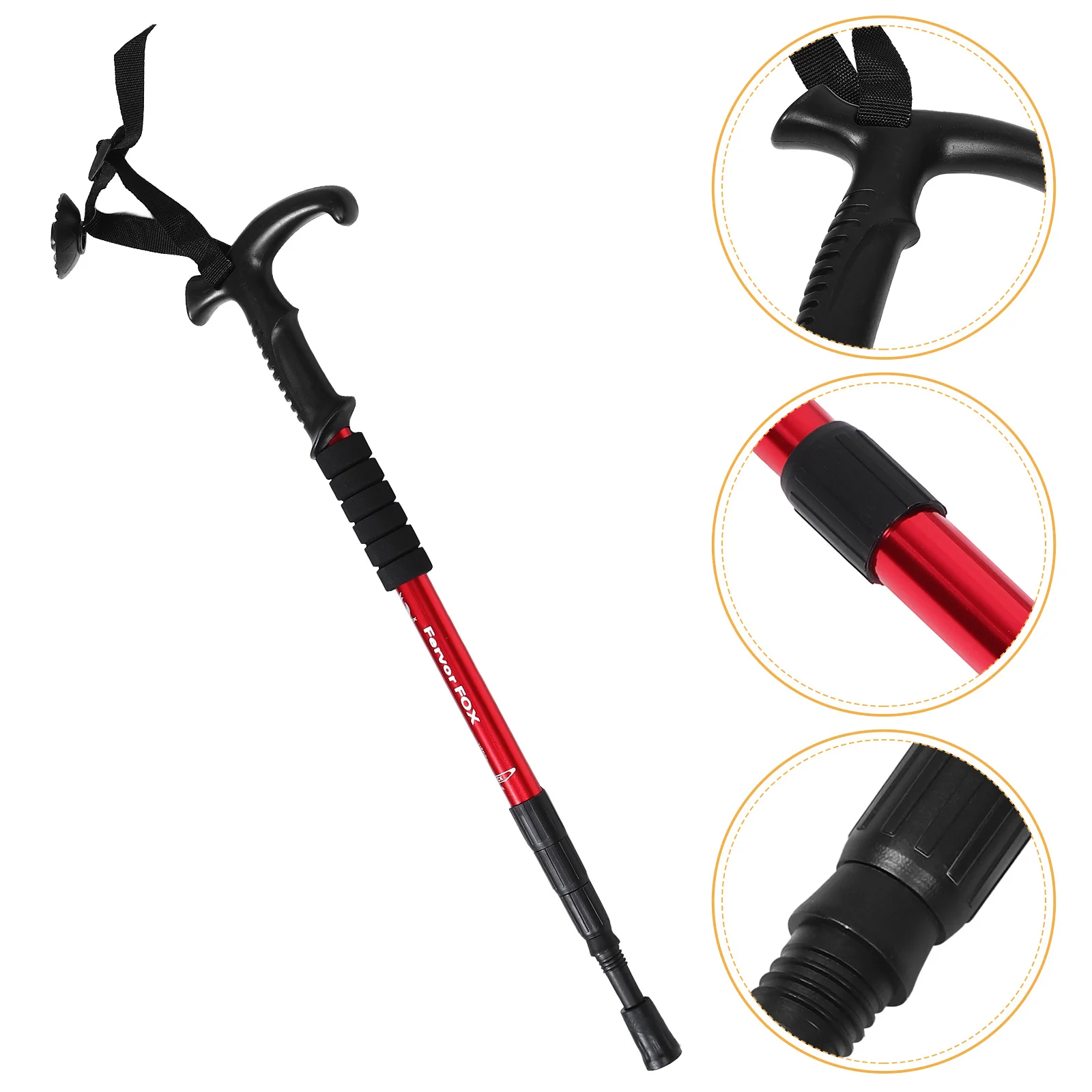 

Four-Section Adjustable Trekking Pole Aluminum Shock Absorbing Hiking Stick Lightweight Collapsible Walking Cane for Men Women