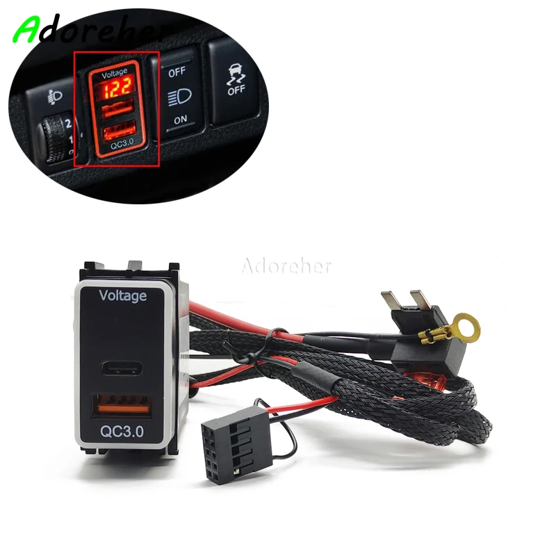 12V Quick Car Charger Socket QC3.0 Dual USB PD Interface Adapter For Nissan Patrol Y62 X-TRAIL SUNNY SYLPHY Teana Accessories