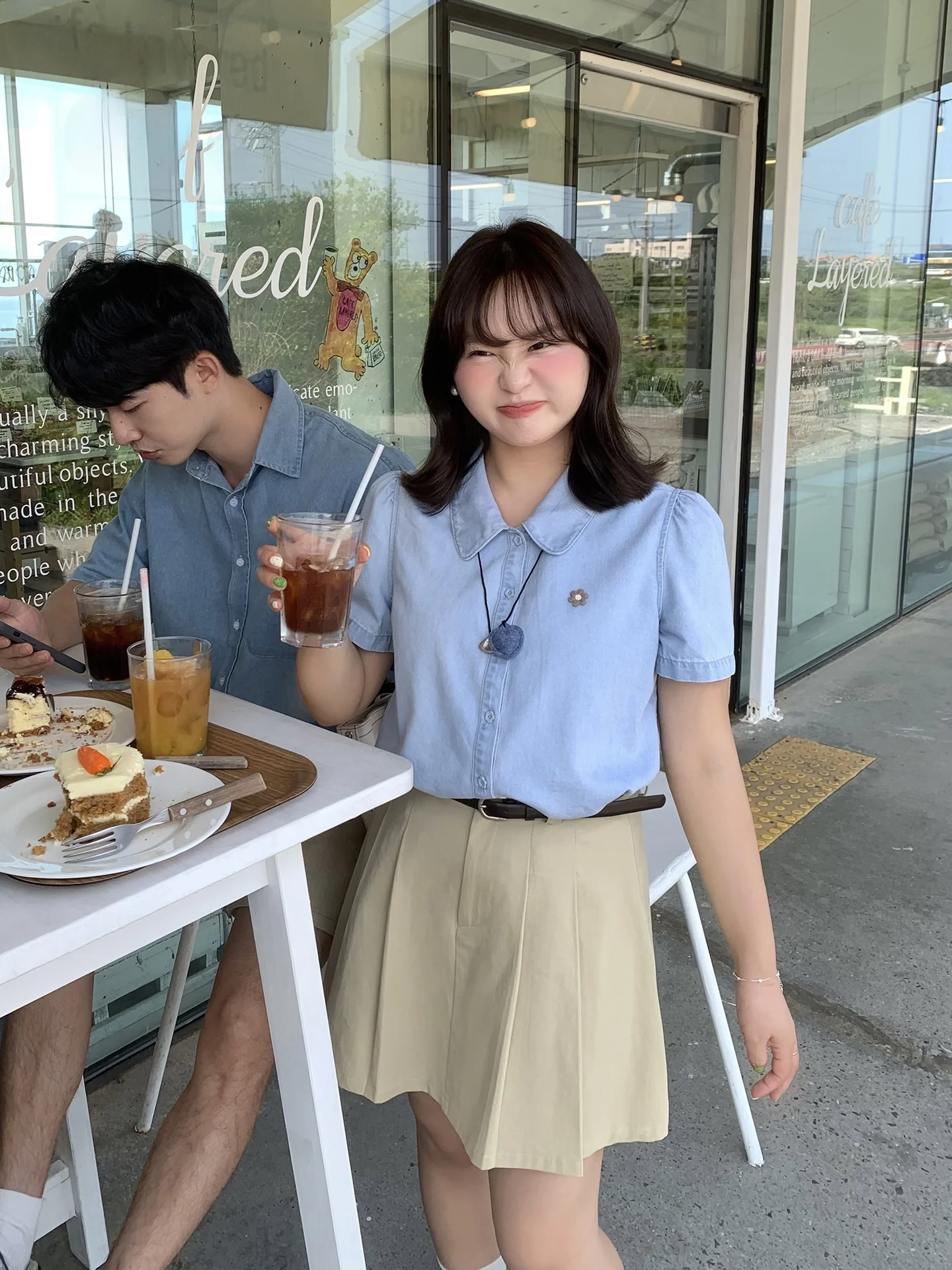 

Sweet Sister High School Sle plus Size Denim irt Women Summer Large Size Slimming Personali Cotton Polyester Blend irt