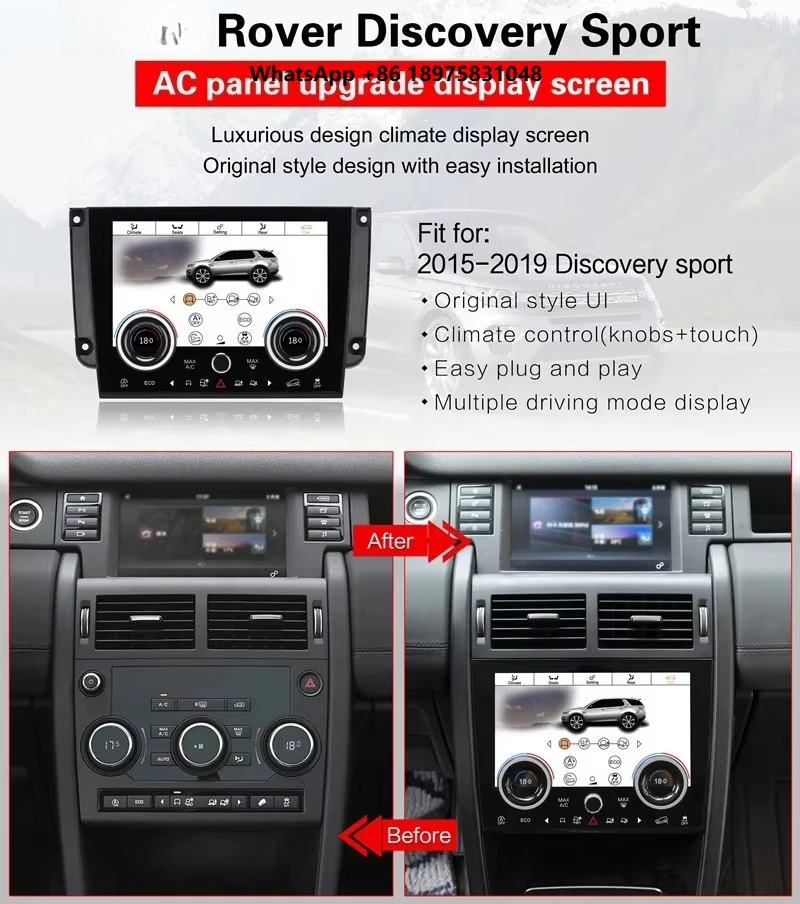 

Car Air Conditioner Switch Climate Control Touch LCD Board Digital AC Panel forLand Rover Discovery Sport 2015-2019 IPS Scree