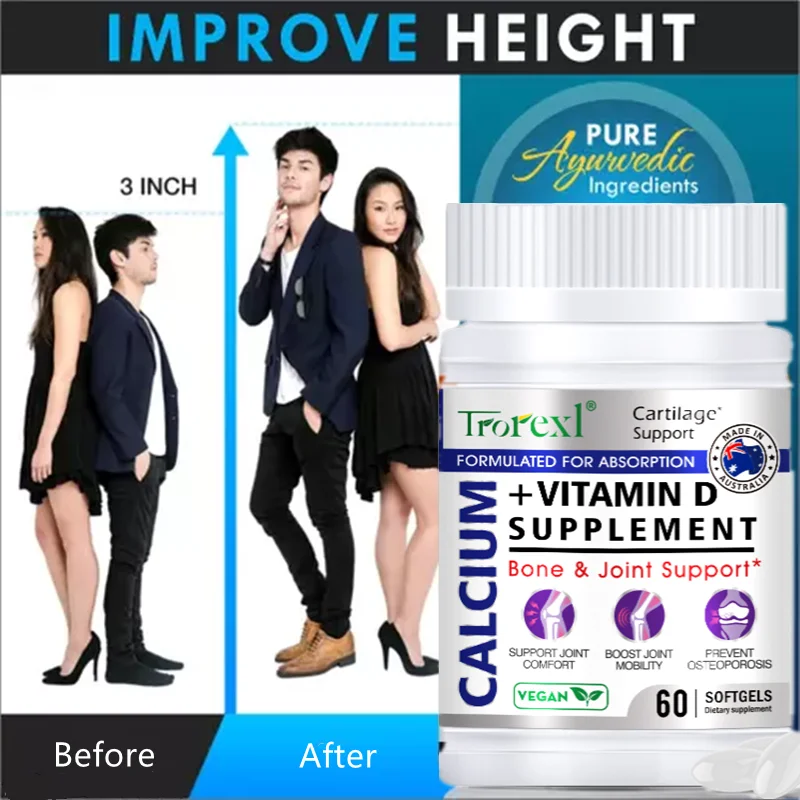 Natural Height Growth Maximizer for Adults HGH & Calcium Increase bone density Increase Peak Height Booster Bone Strength Pills