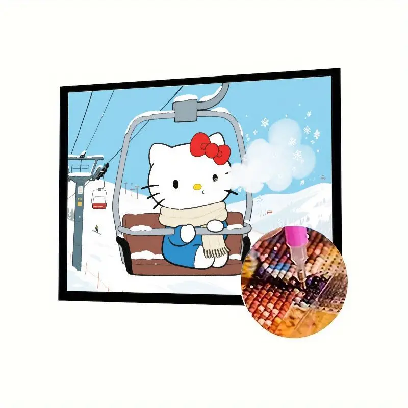 

1 шт., милый Kawaii Hello Kitty, зимний лыжный подъемник, 5D набор для алмазной живописи, полная дрель, сделай сам, хрустальная вышивка со стразами, художественное ремесло, Sno