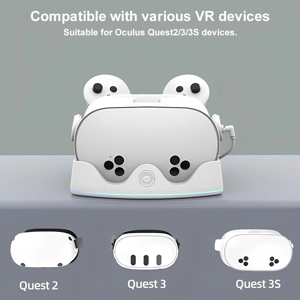 Charging Dock for Meta Quest 3S VR Charging Station with RGB Light Headset Display Stand and Controller Mount Controller Holder view 3