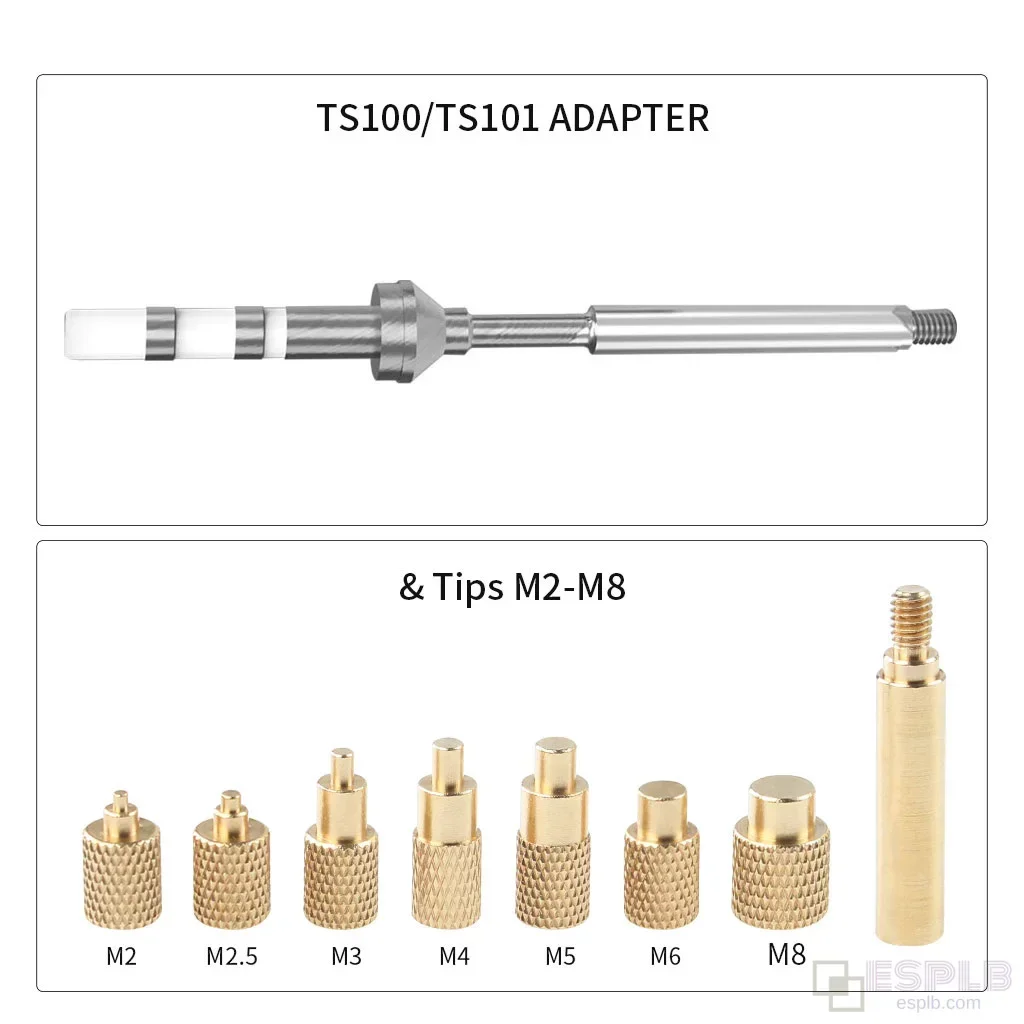 

TS100 TS101 Adapter & Tips M2-M8 Heat Insert Nut Iron Tip Metal Hot Melt Nut Insertion for Standard 936 Soldering Iron Heads