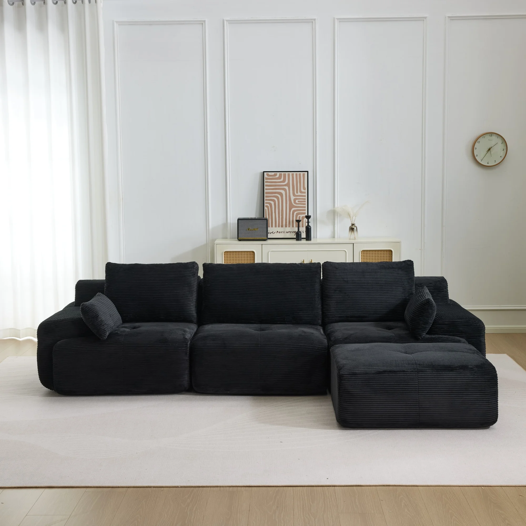 4-Sitzer Cord-Modulsofa, Modernes Frei Kombinierbares Sektionalsofa, Keine Montage Nötig, Loveseat-Sofa für Wohnzimmer, Schlafzimmer