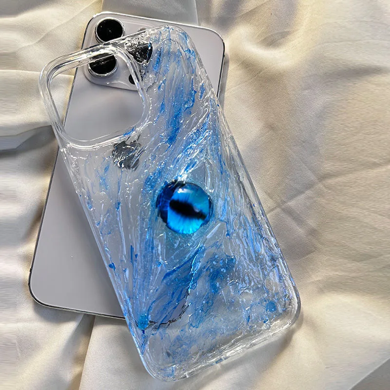 luxury Gojo Satoru 3D Ice Blue Eye Crystal Phone Case protection for iPhone 16 15 13 12 11 14 Pro Max XR XS X 14 Plus Soft Coque